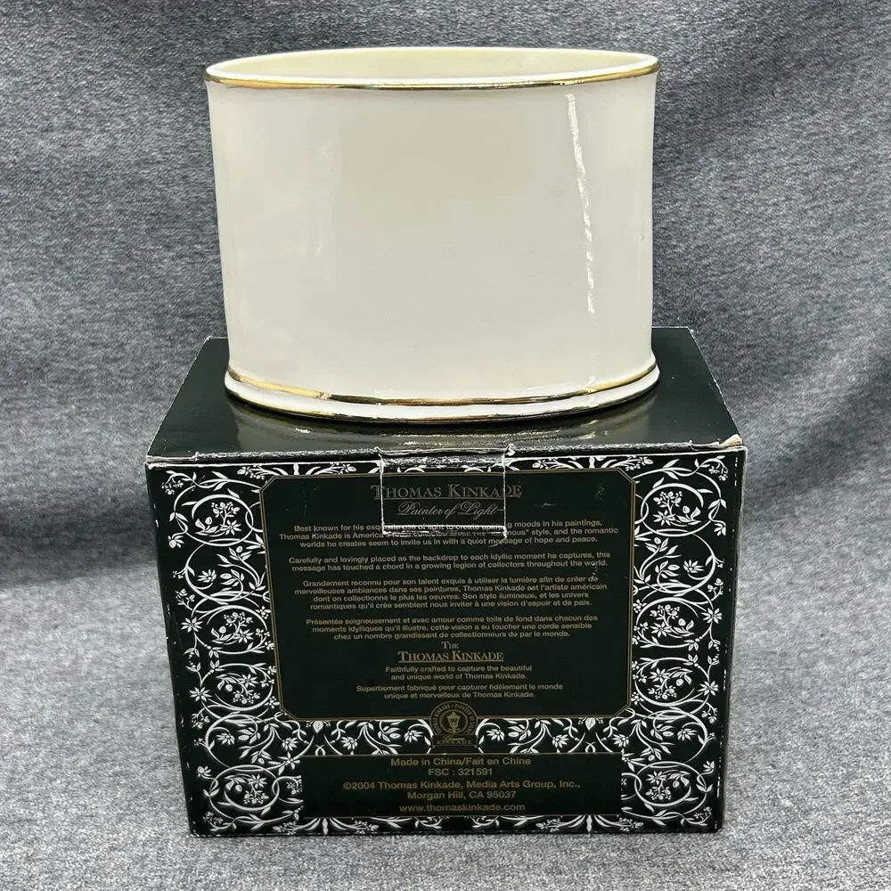 Vintage Thomas Kinkade Sunday Evening Sleigh Ride Porcelain Votive Candle Holder
